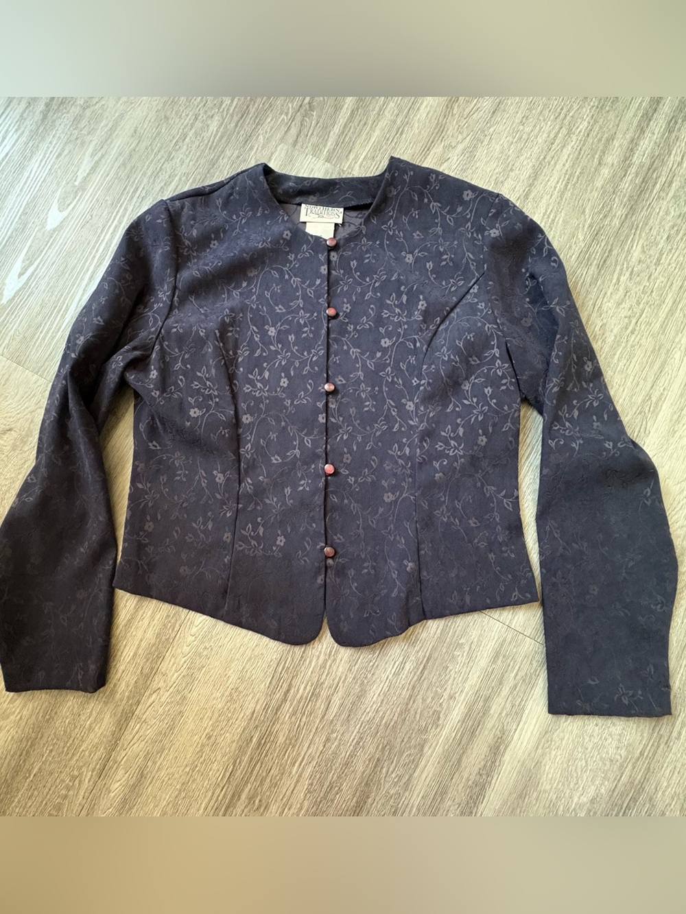 90s Northern Traditions Floral Brocade Blazer  w/ Loop Button Closure